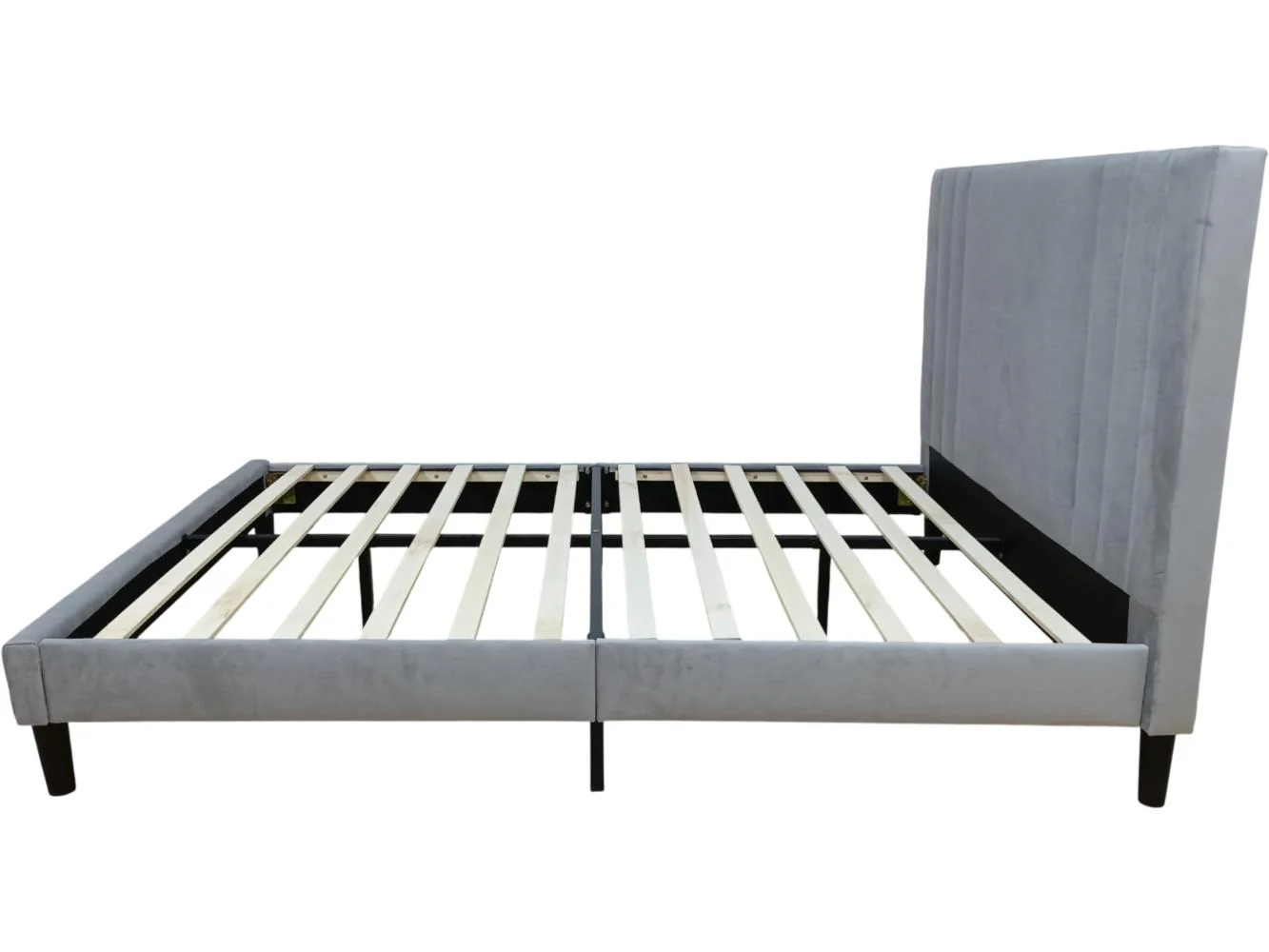 Cama Doble Majestic, Gris Claro, Madera roble tapizada - Image 5