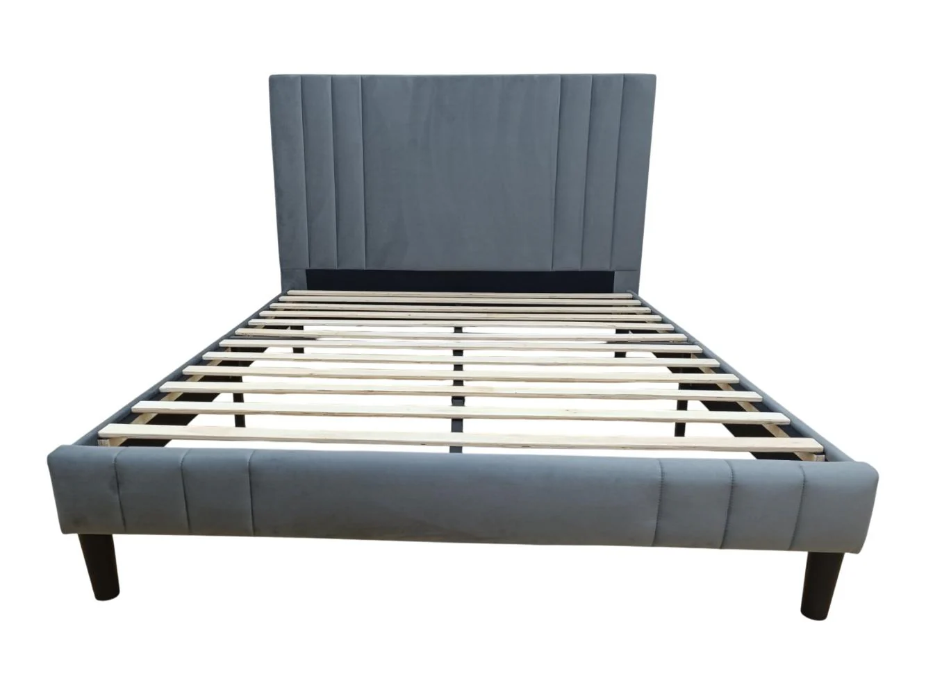 Cama Doble Majestic, Gris Oscuro, Madera roble tapizada - Image 3