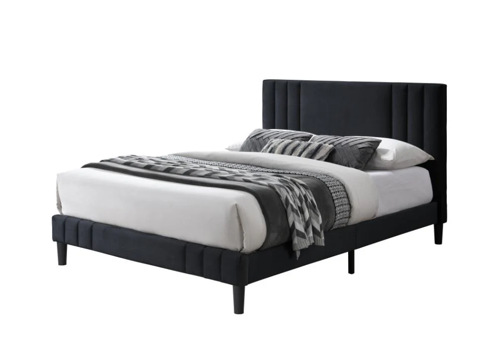 Cama Doble Majestic, Negro, Madera roble tapizada - Image 2