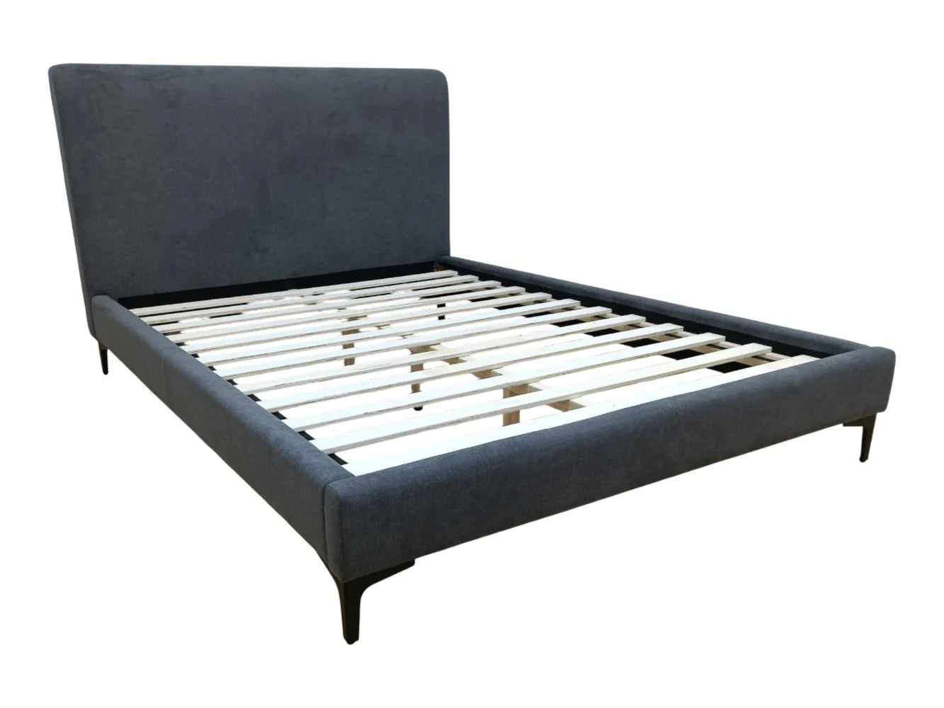 Cama Doble Prisma, Gris Oscuro, Madera roble tapizada - Image 3