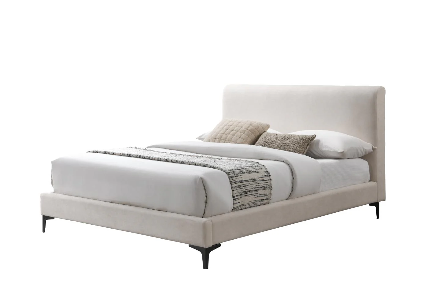 Cama Doble Prisma, Blanco, Madera roble tapizada - Image 2