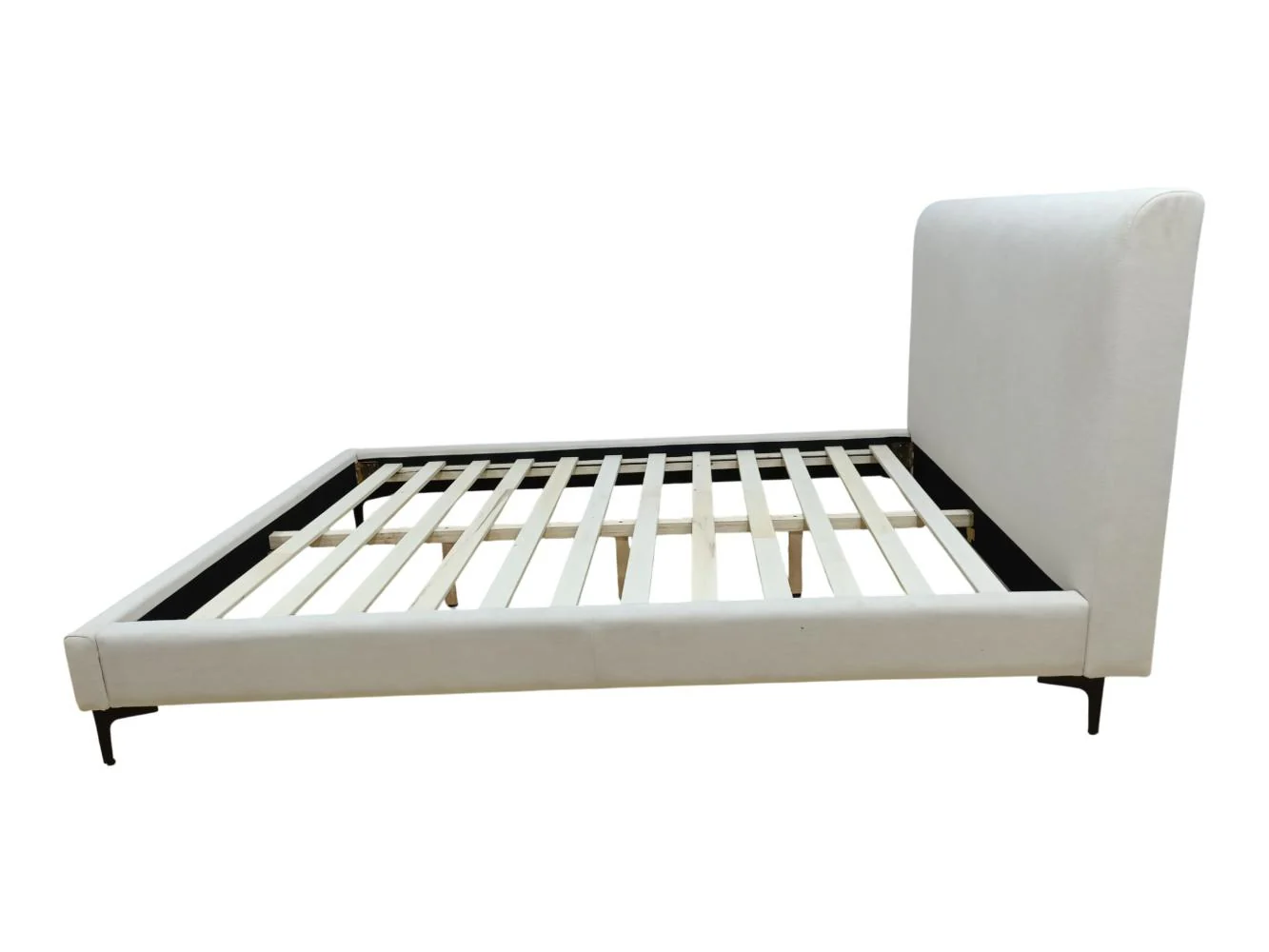 Cama Doble Prisma, Blanco, Madera roble tapizada - Image 4