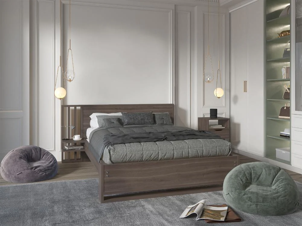 CAMA DOBLE VANEZ, MILAN, CON ESPALDAR ALTO INCLUYENDO TENDIDA DE TABLAS - Image 3