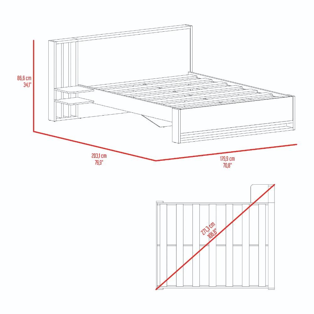 CAMA DOBLE VANEZ, MILAN, CON ESPALDAR ALTO INCLUYENDO TENDIDA DE TABLAS - Image 7