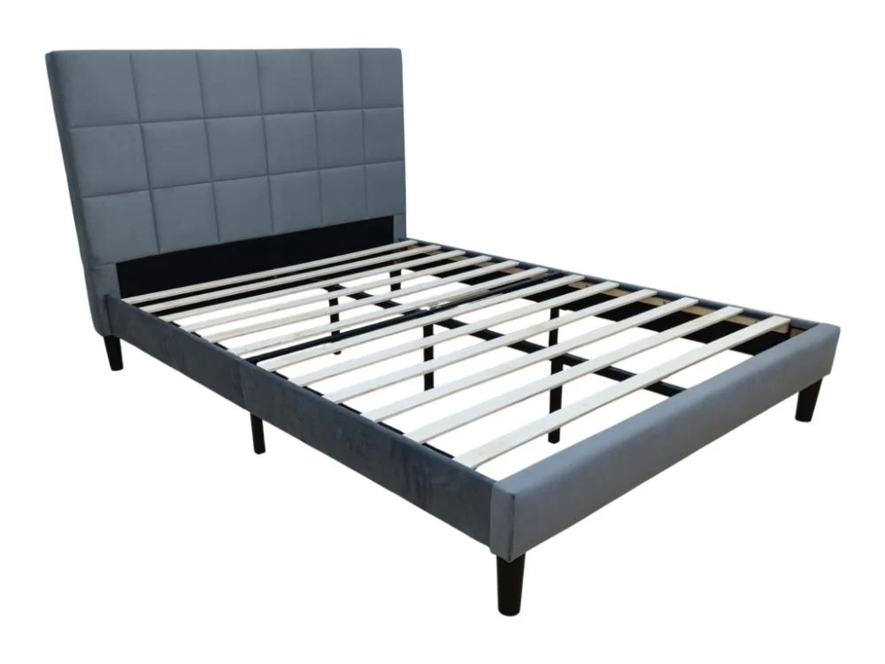 Cama Doble Vertex, Gris Oscuro, Madera roble tapizada - Image 4