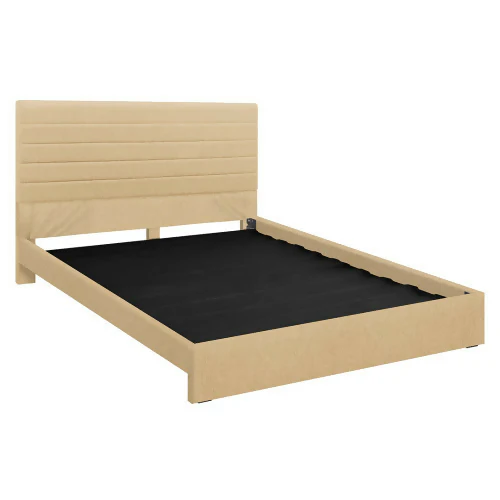 CAMA LEO COLOR BEIGE TELA 100X190 SENCILLO