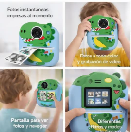 CÁMARA INFANTIL INSTANTÁNEA CON IMPRESORA DINOSAURIO COLOR VERDE - Image 3