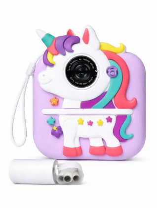 CÁMARA INFANTIL INSTANTÁNEA CON IMPRESORA UNICORNIO (LILA)
