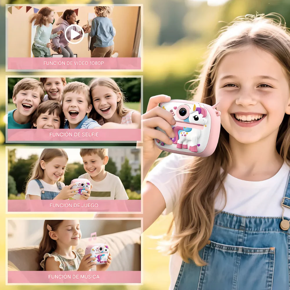 CÁMARA INSTANTÁNEA AM300 PARA NIÑOS IMPRESIÓN TÉRMICA VIDEOS ROSA - Image 4