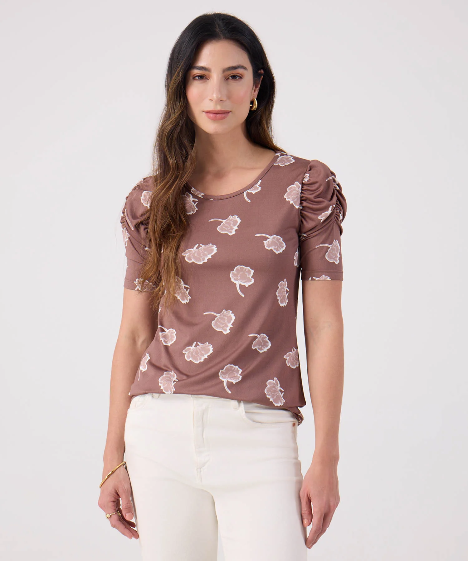 CAMISETA M/C CON RUCHE ESTAMPADA 30092947 - Image 9
