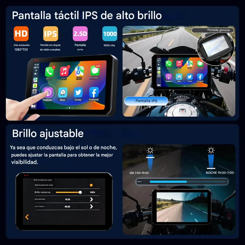 CARPLAY MOTOS USB DVR CÁMARAS 2K SENSOR PRESIÓN LLANTAS WIFI - Image 5
