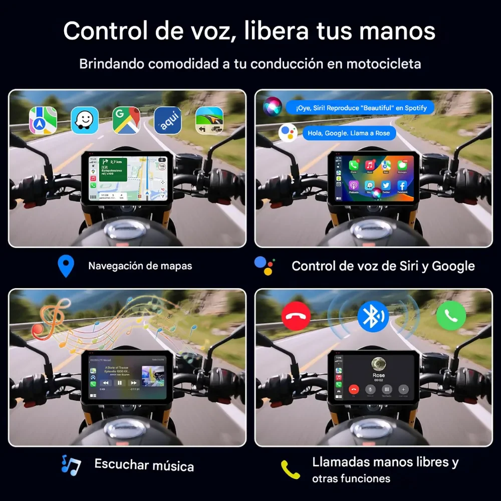 CARPLAY MOTOS USB DVR CÁMARAS 2K SENSOR PRESIÓN LLANTAS WIFI - Image 6