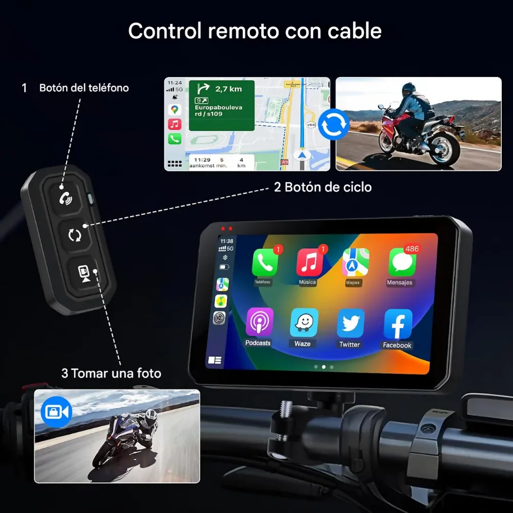 CARPLAY MOTOS USB DVR CÁMARAS 2K SENSOR PRESIÓN LLANTAS WIFI - Image 7