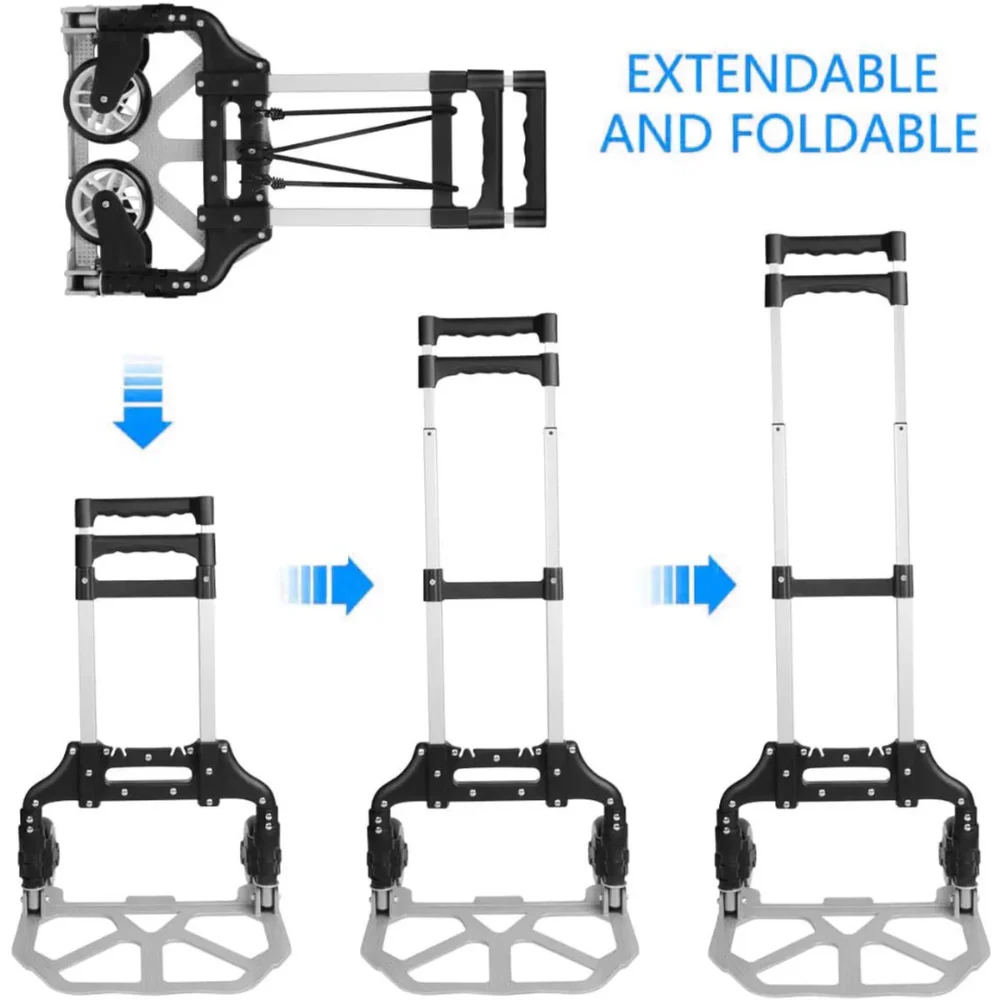 CARRETILLA ALUMINIO PLEGABLE 3 RUEDAS 80 KG PORTÁTIL GOMAS DE SUJECIÓN LIGERA Y RESISTENTE - Image 4