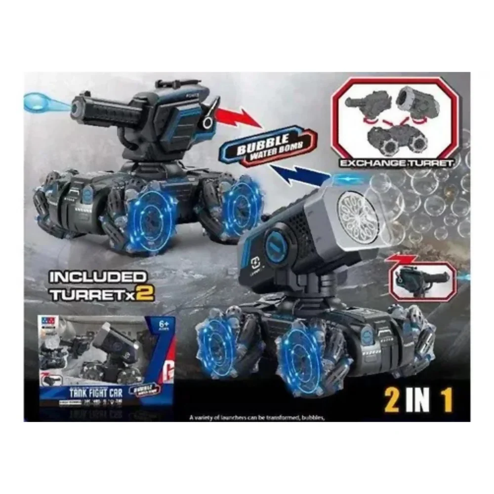 CARRO CONTROL REMOTO 360 CAÑÓN LANZA BURBUJAS CON LUZ NEGRO - Image 4