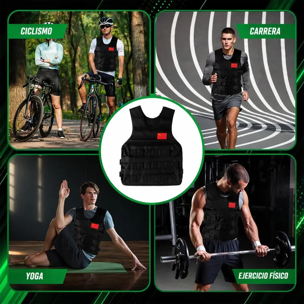 CHALECO PESAS ENTRENAMIENTO 20 KG 40 LBS ENTRENAMIENTO GYM AJUSTABLE ALTA RESISTENCIA - Image 3