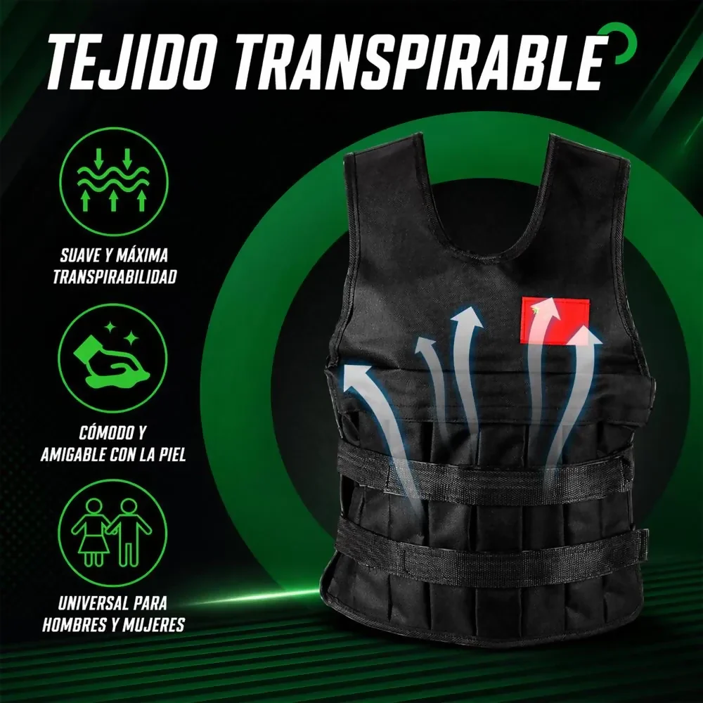 CHALECO PESAS ENTRENAMIENTO 20 KG 40 LBS ENTRENAMIENTO GYM AJUSTABLE ALTA RESISTENCIA - Image 4