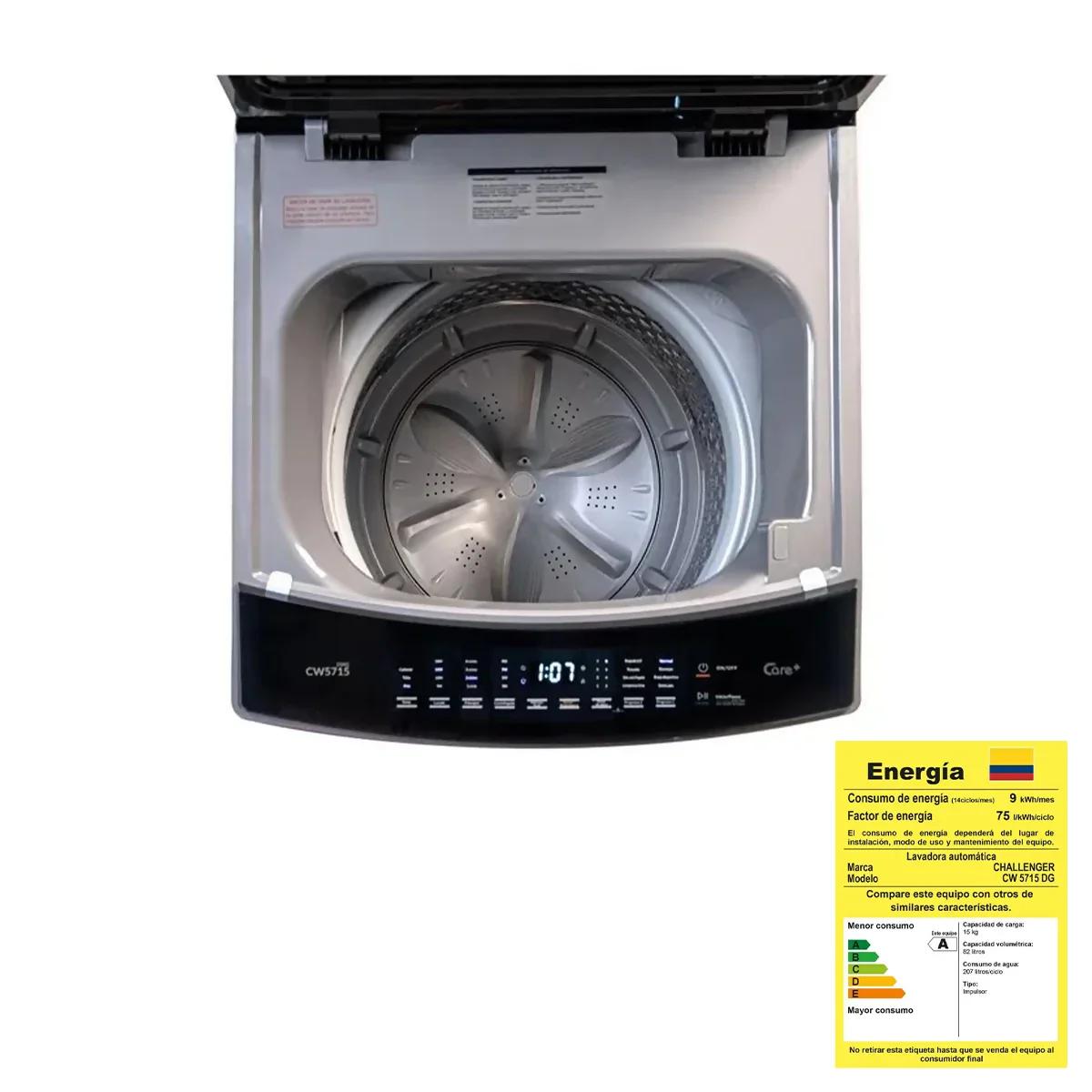 CHALLENGER LAVADORA AUTOMÁTICA DE CARGA SUPERIOR DE 15 KG (33 LB) - CW 5715 DG - Image 4