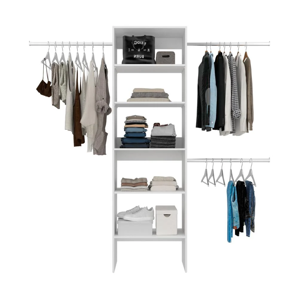 Closet Abierto Selt, Blanco, Con variedad de entrepaños y tres tubos cromados ZF - Image 2