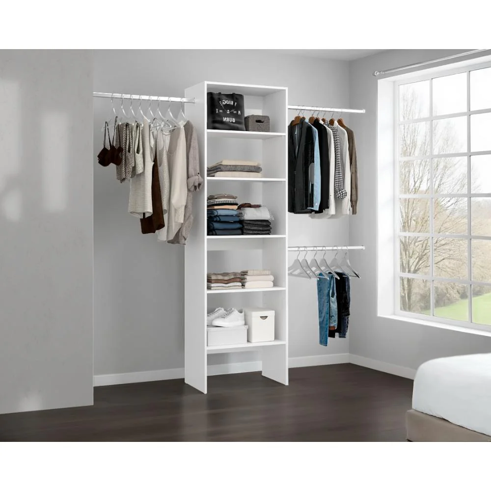 Closet Abierto Selt, Blanco, Con variedad de entrepaños y tres tubos cromados ZF - Image 3