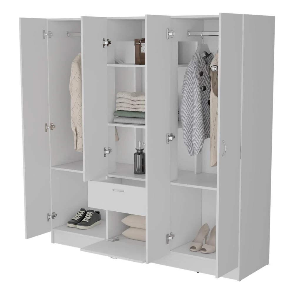CLOSET ADIRA, BLANCO, CON SIETE PUERTAS ABATIBLES Y UN CAJON ZF