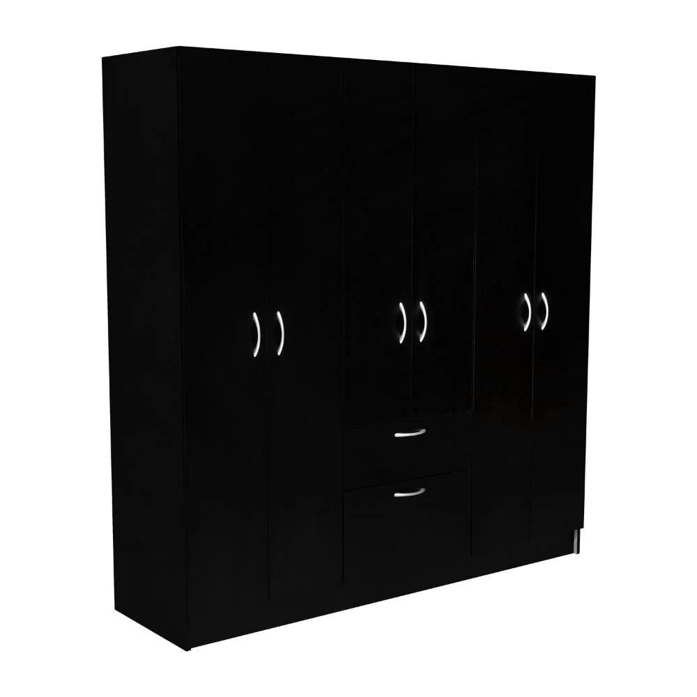 CLOSET ADIRA, WENGUE Y BLANCO, CON DOS TUBOS CROMADOS Y SEIS PUERTAS BATIENTES ZF