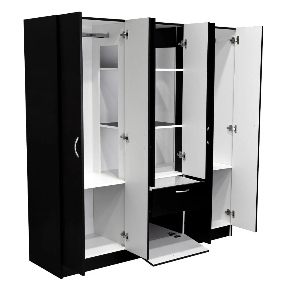 CLOSET ADIRA, WENGUE Y BLANCO, CON DOS TUBOS CROMADOS Y SEIS PUERTAS BATIENTES ZF - Image 2