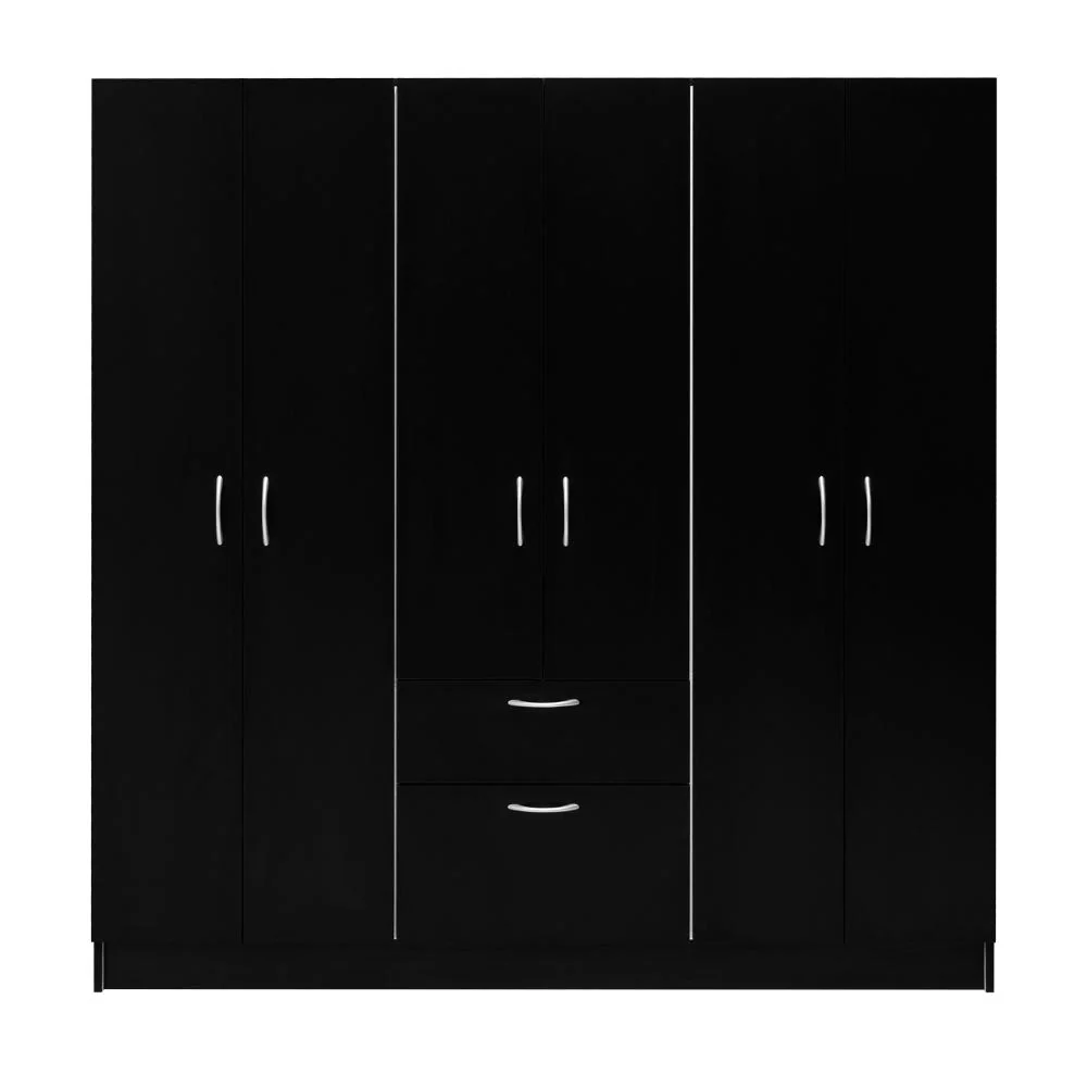 CLOSET ADIRA, WENGUE Y BLANCO, CON DOS TUBOS CROMADOS Y SEIS PUERTAS BATIENTES ZF - Image 3