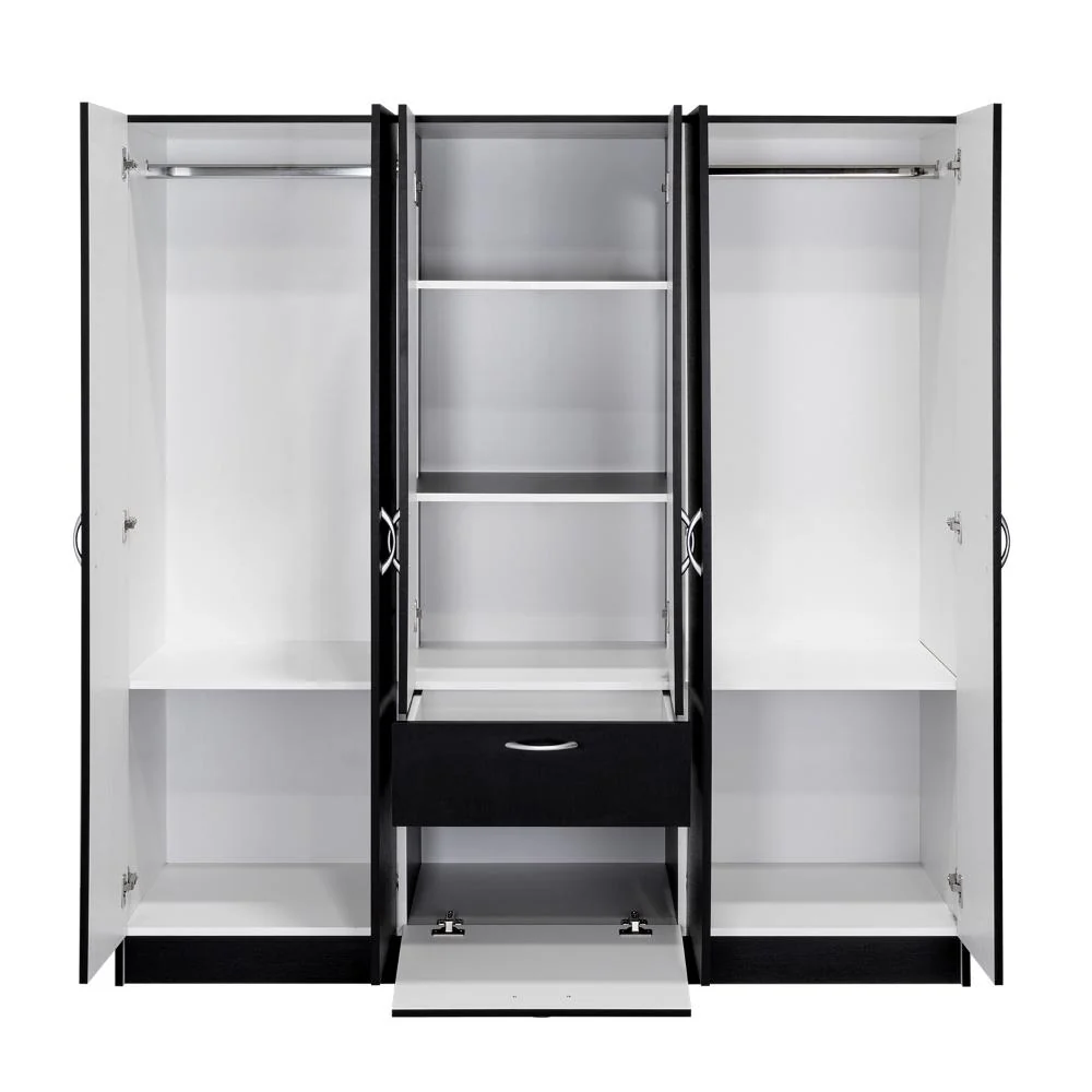 CLOSET ADIRA, WENGUE Y BLANCO, CON DOS TUBOS CROMADOS Y SEIS PUERTAS BATIENTES ZF - Image 4