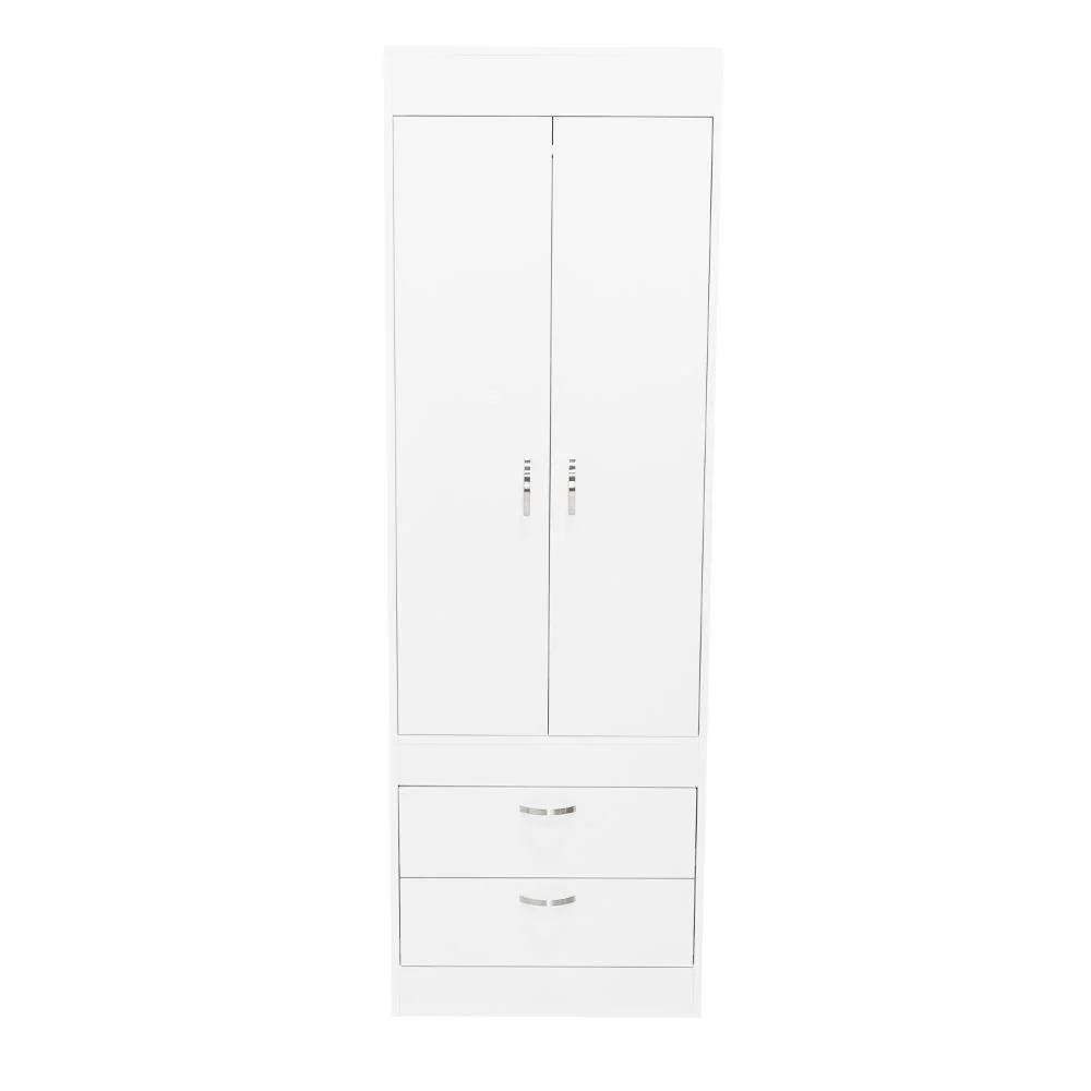 CLOSET AGATA, BLANCO, CON DOS CAJONES Y TUBO CROMADO PARA COLGAR ROPA ZF - Image 7