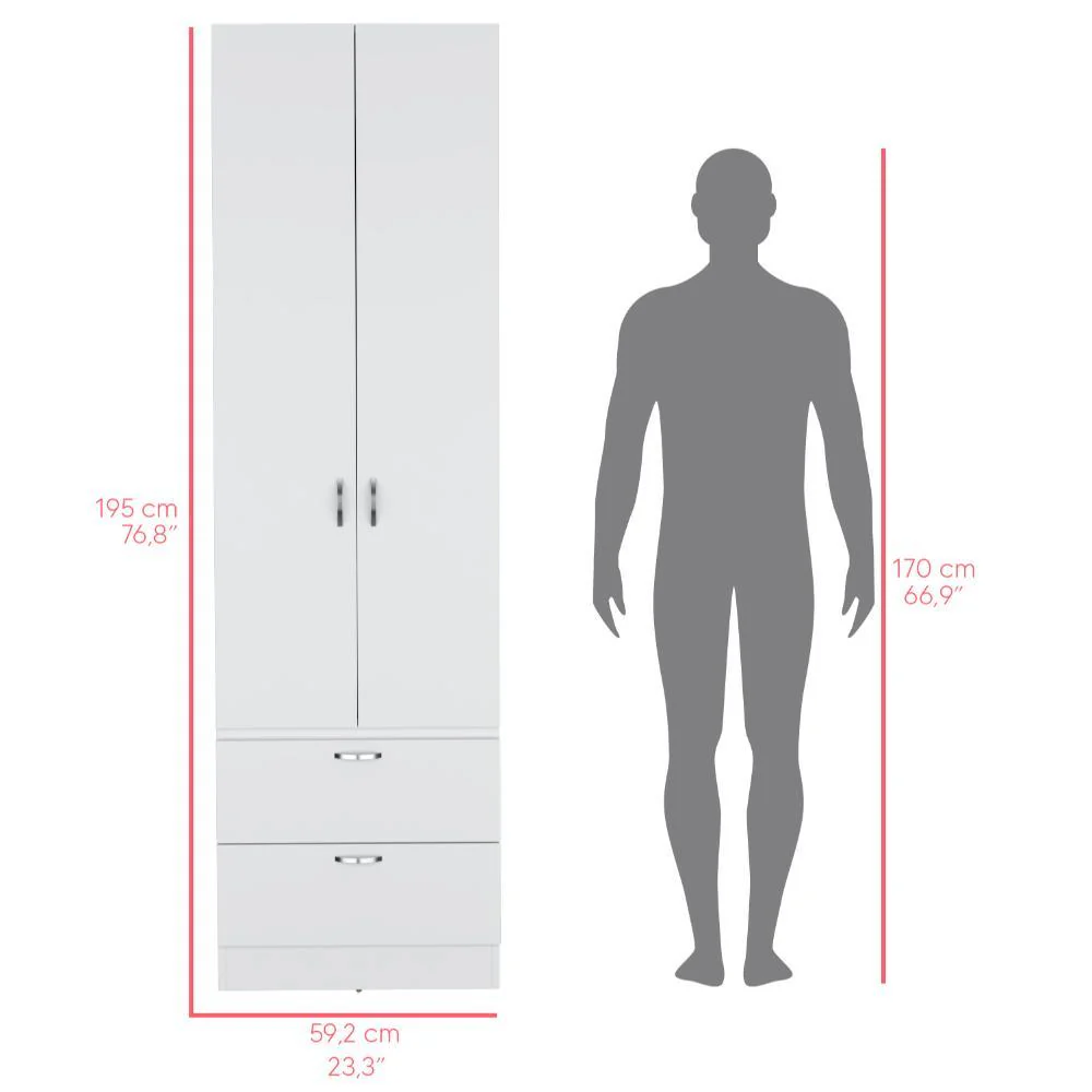 CLOSET AGATA, BLANCO, CON DOS PUERTAS Y DOS CAJONES ZF - Image 7