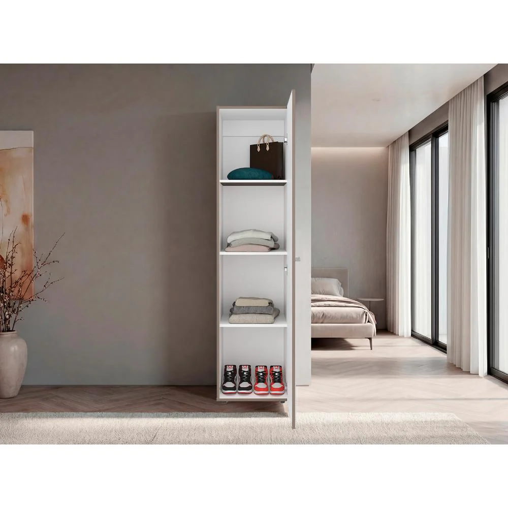 Closet Alma, Bardolino Y Blanco, Con espejo, Una puerta abatible y variedad de entrepaños  ZF - Image 6