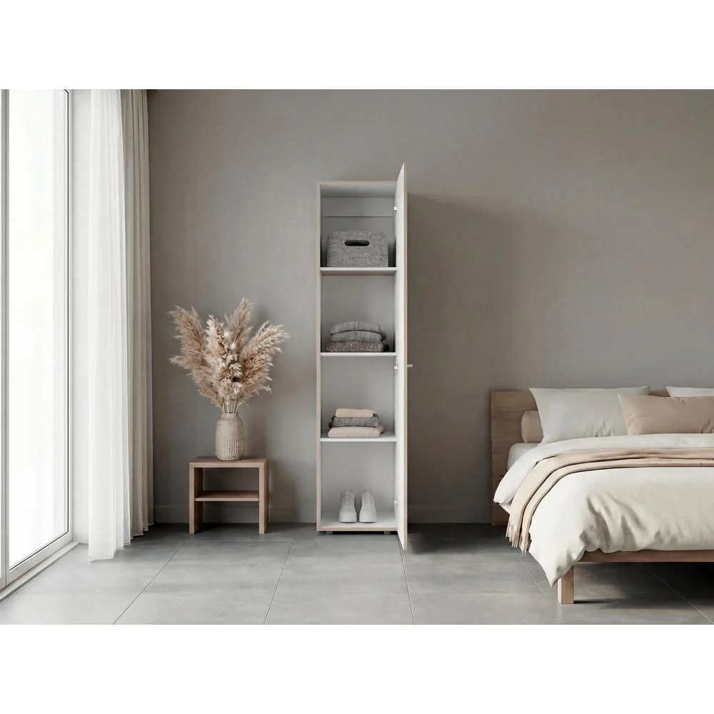 Closet Alma, Bardolino Y Blanco, Una puerta abatible y entrepaños para guardar ropa ZF - Image 4