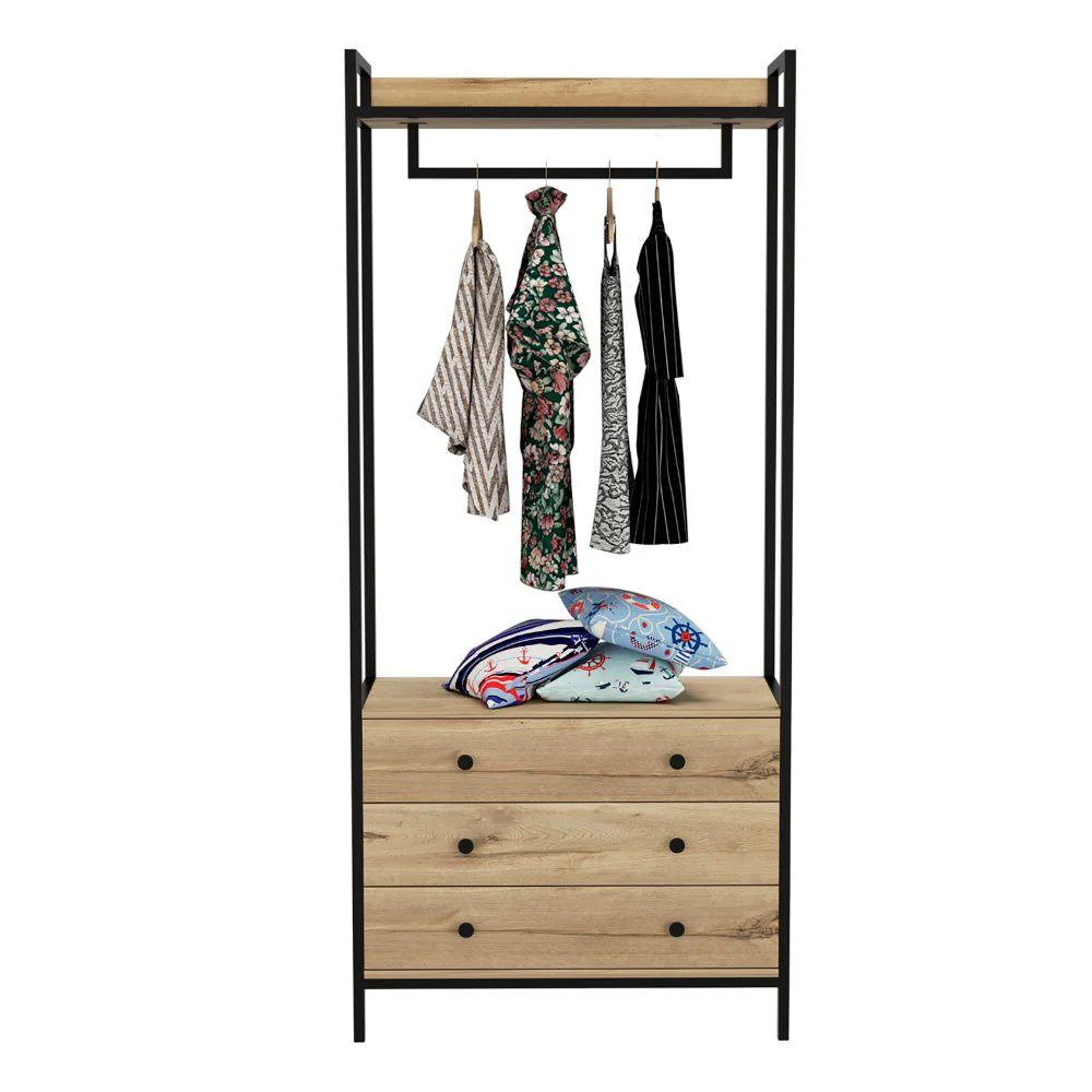 CLOSET ALMA, CAFÉ CLARO, CON 3 CAJONES INFERIORES   ZF - Image 2