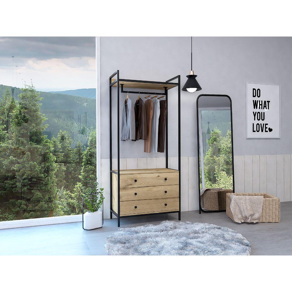 CLOSET ALMA, CAFÉ CLARO, CON 3 CAJONES INFERIORES   ZF - Image 3