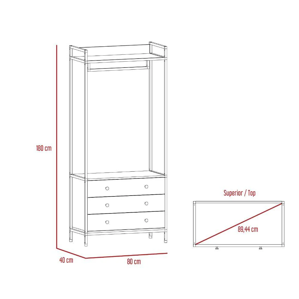 CLOSET ALMA, CAFÉ CLARO, CON 3 CAJONES INFERIORES   ZF - Image 7