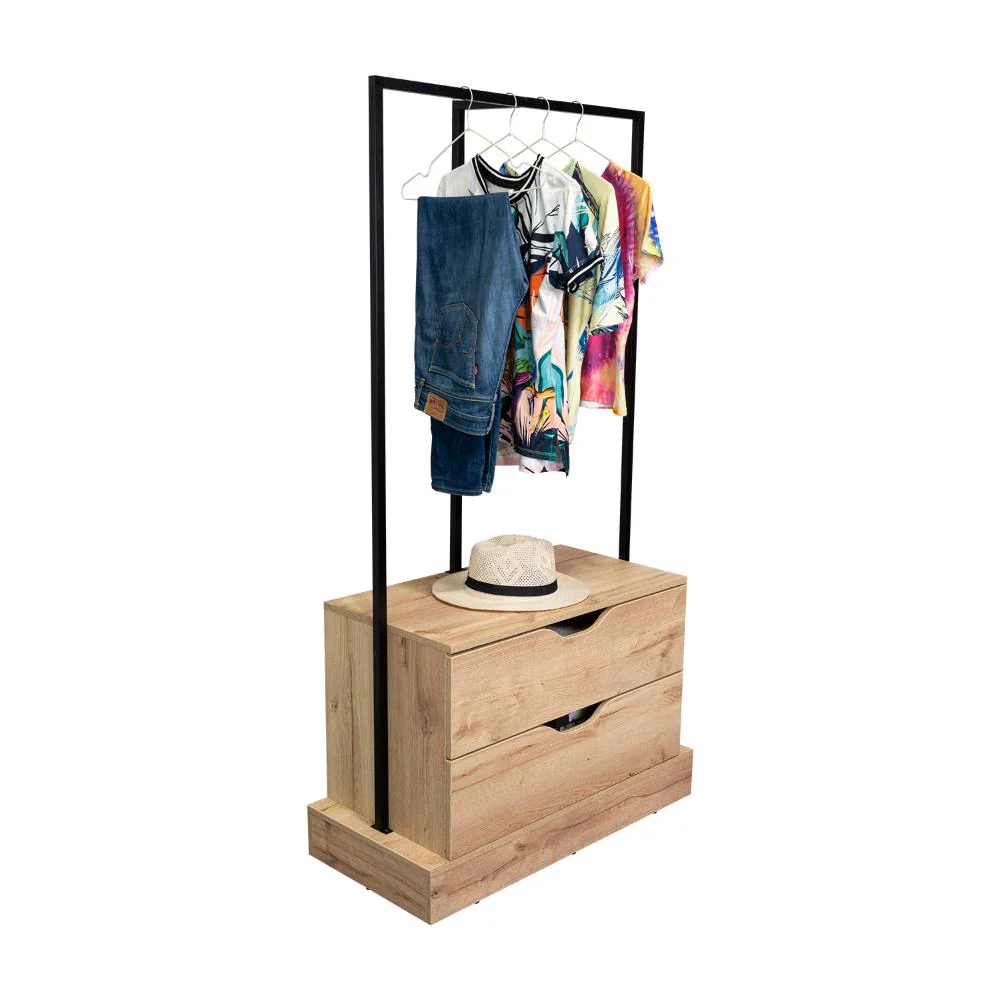 CLOSET ALMA, CAFÉ CLARO, CON DOS CAJONES Y DISEÑO MODERNO