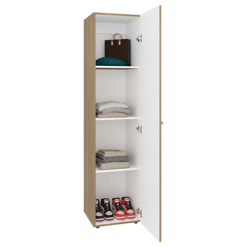 Closet Alma, Fresno Europeo Y Blanco, Con Espejo, una puerta abatible variedad de entrepaños ZF - Image 2