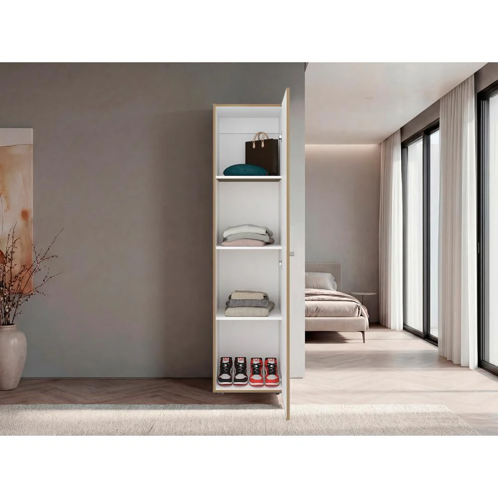 Closet Alma, Fresno Europeo Y Blanco, Con Espejo, una puerta abatible variedad de entrepaños ZF - Image 6