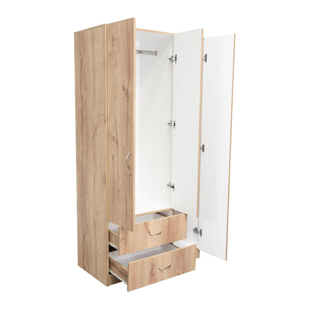 CLOSET AMÉRICA, CAFÉ CLARO Y BLANCO, CON DOS CAJONES Y VARIEDAD DE ENTREPAÑOS - Image 8
