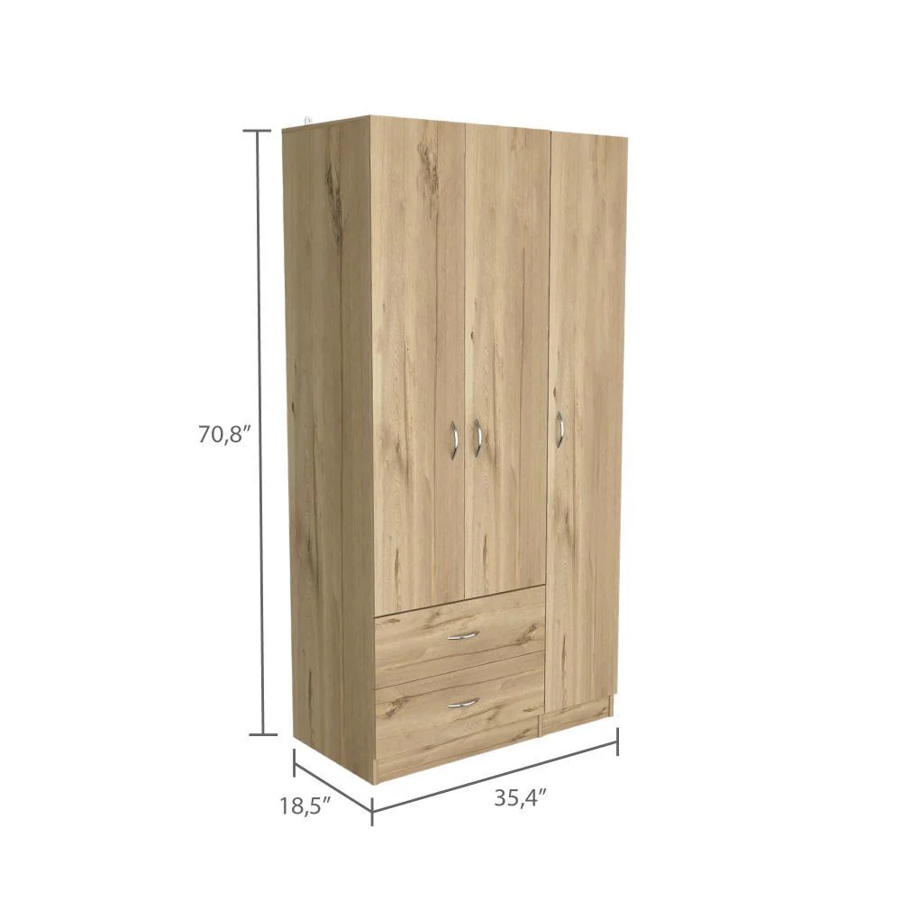 CLOSET AMÉRICA, CAFÉ CLARO Y WENGUE, CON DOS CAJONES Y VARIEDAD DE ENTREPAÑOS ZF - Image 6