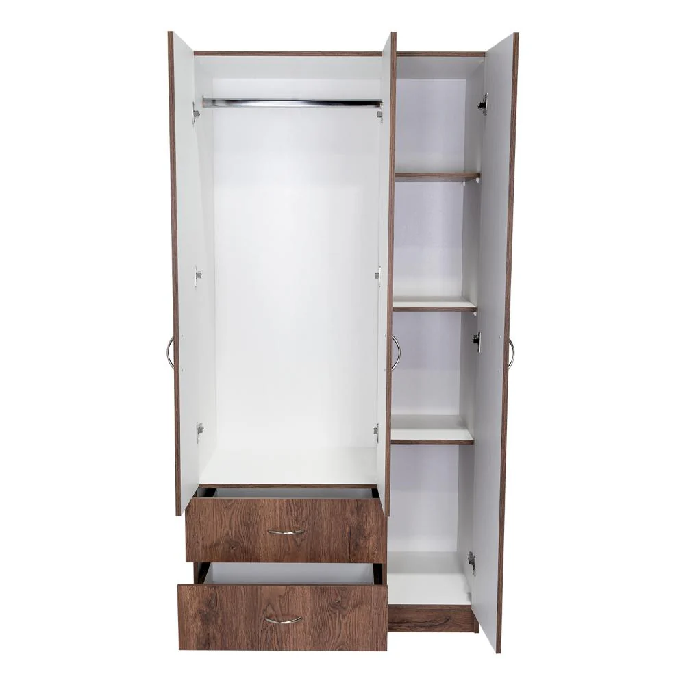 CLOSET AMÉRICA, NOGAL Y BLANCO, CON DOS CAJONES Y VARIEDAD DE ENTREPAÑOS - Image 8