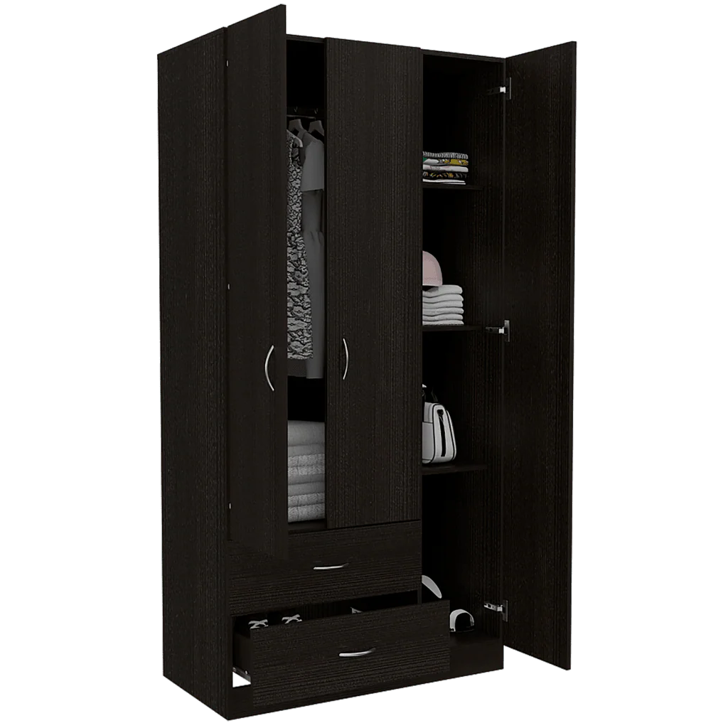 CLOSET AMÉRICA, WENGUE, CON DOS CAJONES Y VARIEDAD DE ENTREPAÑOS  ZF - Image 3