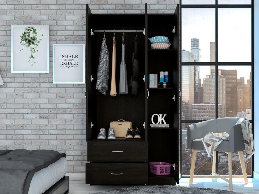 CLOSET AMÉRICA, WENGUE, CON DOS CAJONES Y VARIEDAD DE ENTREPAÑOS  ZF - Image 5