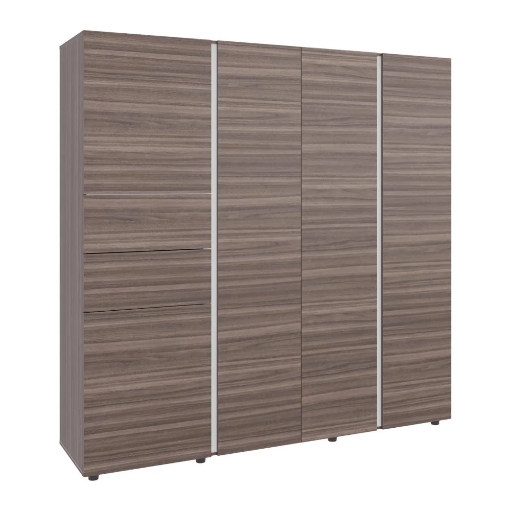 CLOSET ANTALYA 200X200, AVELLANA Y BLANCO, CON 5 PUERTAS ABATIBLES