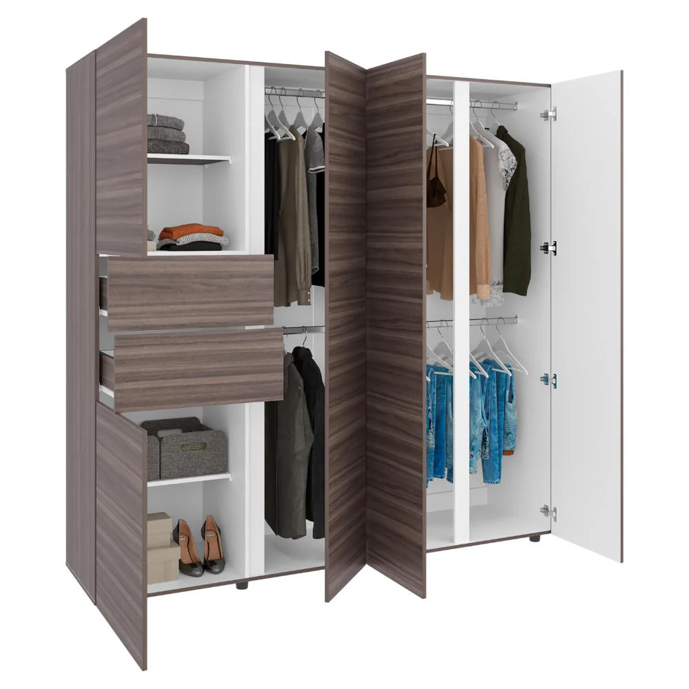 CLOSET ANTALYA 200X200, AVELLANA Y BLANCO, CON 5 PUERTAS ABATIBLES - Image 2