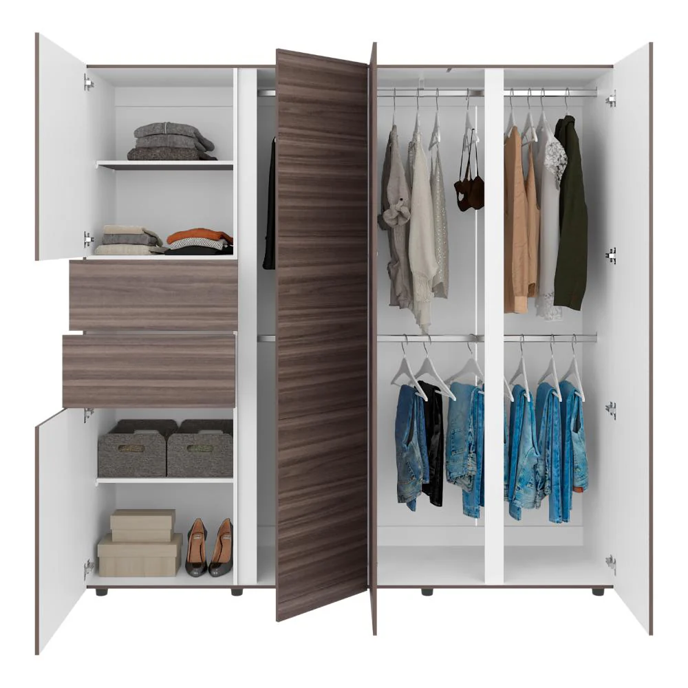 CLOSET ANTALYA 200X200, AVELLANA Y BLANCO, CON 5 PUERTAS ABATIBLES - Image 4