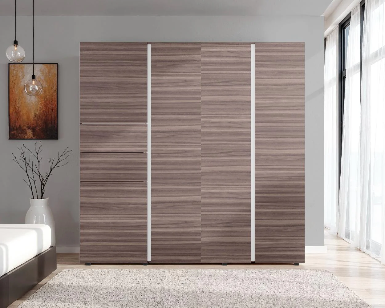CLOSET ANTALYA 200X200, AVELLANA Y BLANCO, CON 5 PUERTAS ABATIBLES - Image 5