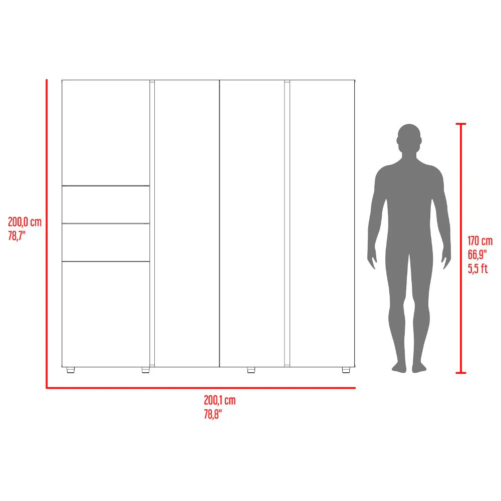 CLOSET ANTALYA 200X200, AVELLANA Y BLANCO, CON 5 PUERTAS ABATIBLES - Image 7
