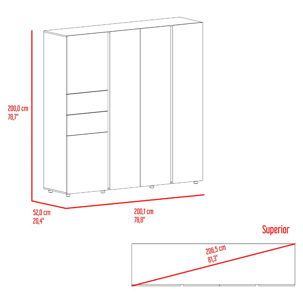 CLOSET ANTALYA 200X200, AVELLANA Y BLANCO, CON 5 PUERTAS ABATIBLES - Image 8
